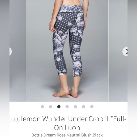 LULULEMON Wunder Under Crop Leggings Pants Dottie Dream Rose Polka Dot Tights - Picture 9 of 11